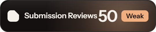 StartupBase: 50 of 100 on Submission Reviews