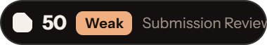 StartupBase: 50 of 100 on Submission Reviews